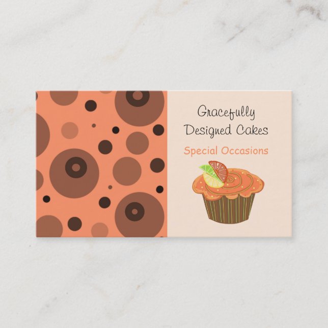 Carte De Visite Cupcake aux fruits orange et Brown (Devant)
