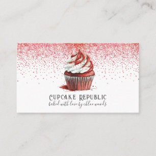 Carte De Visite Cupcake Baker Chef pâtissier Rouge Velvet rose Par