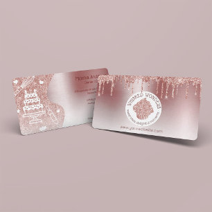 Carte De Visite Cupcake Bakery Pastry Chef Glitter Drips Rose Gold