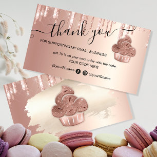 Carte De Visite Cupcake Bakery Pastry Chef Glitter Drips Rose Gold
