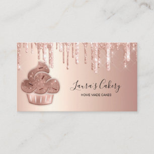 Carte De Visite Cupcake Bakery Pastry Chef Glitter Drips Rose Gold