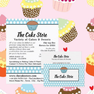 Carte De Visite Cupcake Bleu & Potage Polka, Cake Maker, Cake Stor