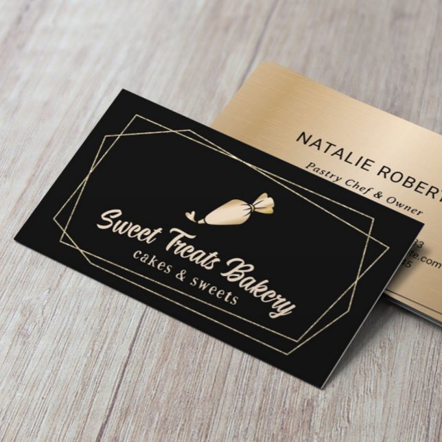 Carte De Visite Cupcake Boulangerie Pâtisserie Chef Géométrique Gé (Créateur téléchargé)