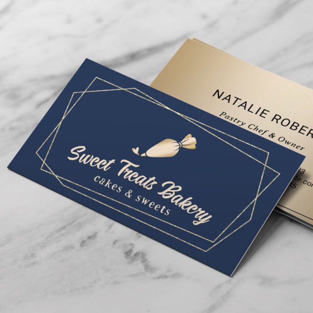 Carte De Visite Cupcake Boulangerie Pâtisserie Chef Marine Blue Go (Créateur téléchargé)