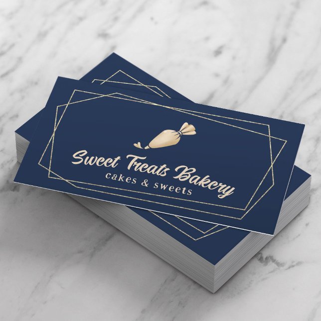 Carte De Visite Cupcake boulangerie pâtisserie Chef moderne Marine (Créateur téléchargé)