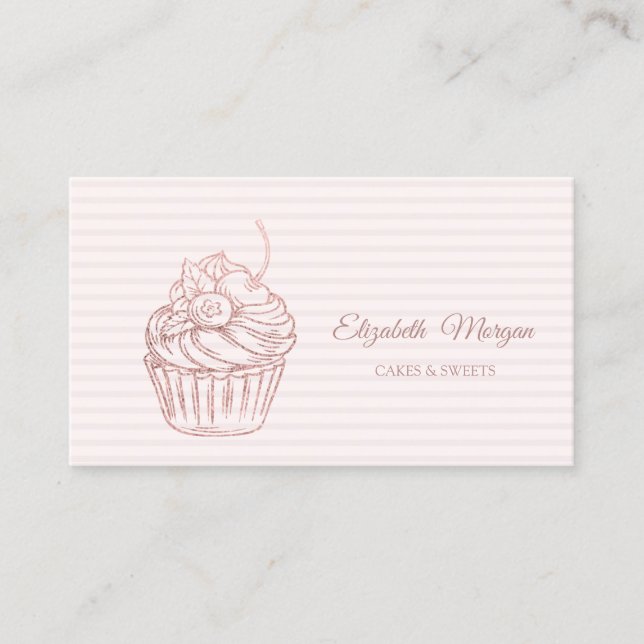 Carte De Visite Cupcake Élégant Moderne, Sucres, Gratté (Devant)