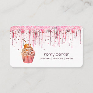 Carte De Visite Cupcake Home Bakery Pâtisserie Rose Gold Driving