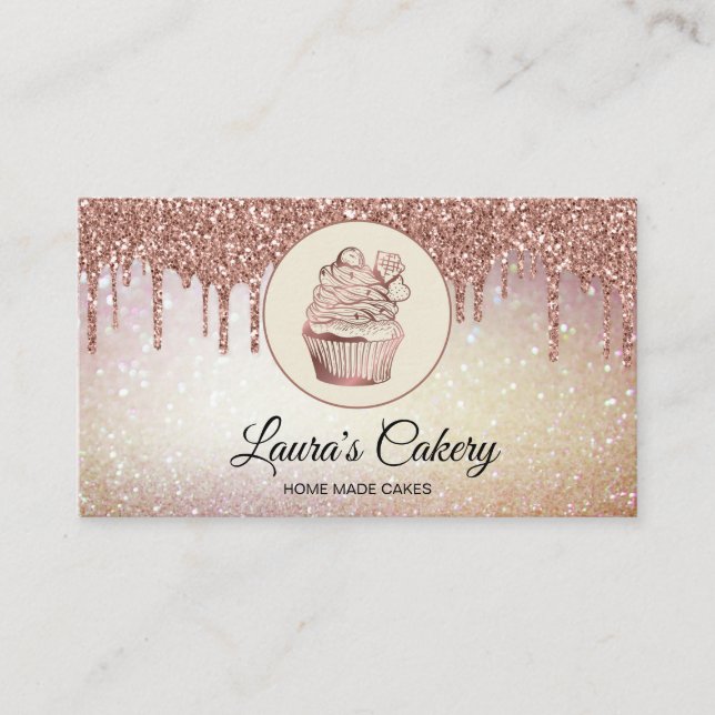 Carte De Visite Cupcake Home Bakery Rustic Vintage (Devant)