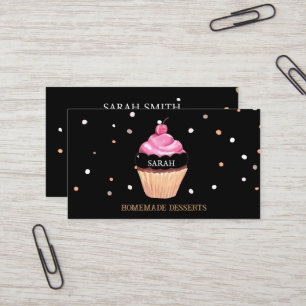 Carte De Visite Cupcake Logo boulangerie Chef, mignonne