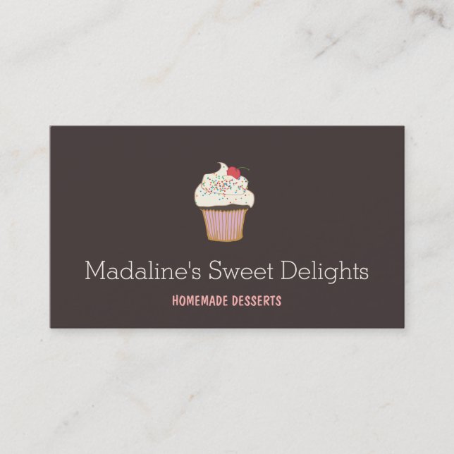 Carte De Visite Cupcake Logo Boulangerie Pâtisserie Chef Cuisine I (Devant)