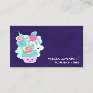 Carte De Visite Cupcake mignonne et crème glacée joyeuse