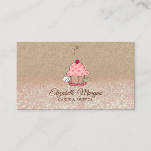 Carte De Visite Cupcake, Parties scintillant boulangerie Ombre Rus