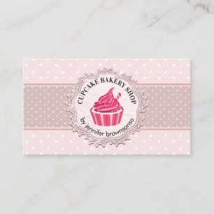 Carte De Visite Cupcake Pois rose mignon