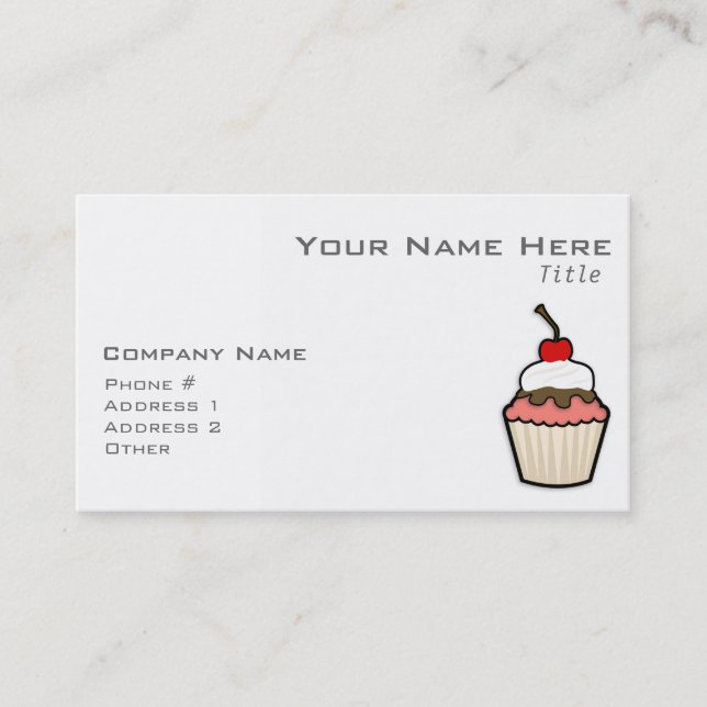 Carte De Visite Cupcake rose corail (Devant)