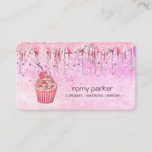 Carte De Visite Cupcake rose Maison Boulangerie Pâtisserie Déchiru