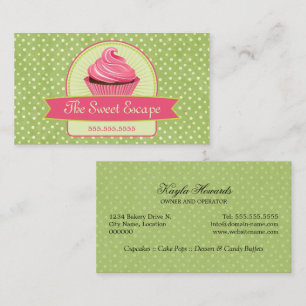 Carte De Visite Cupcake Vert et Rose