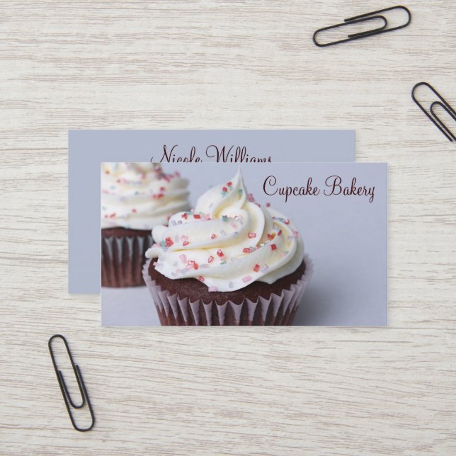 Carte De Visite Cupcakes au chocolat moderne Sprinter Frosting (Devant/Arrière en situation)