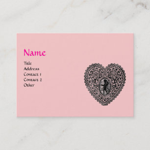 Carte De Visite CUPID LACE COEUR MONOGRAMME ,rose, fuchsia