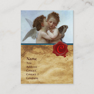 Carte De Visite Cupidon et Psyché comme Enfants MONOGRAM Parchemin