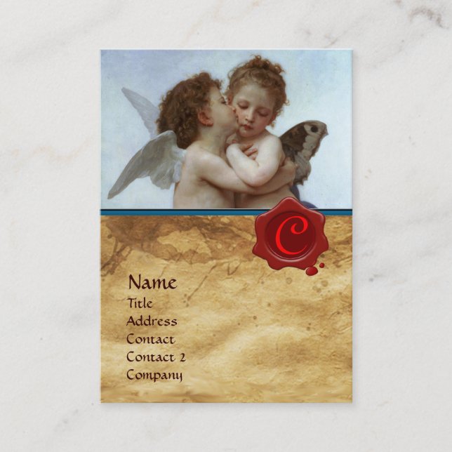Carte De Visite Cupidon et Psyché comme Enfants MONOGRAM Parchemin (Devant)