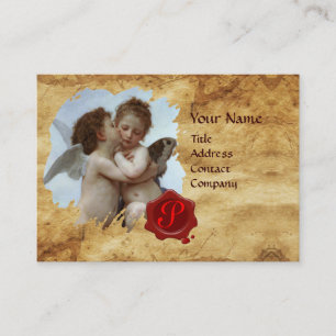 Carte De Visite Cupidon et Psyché comme Enfants MONOGRAM Parchemin