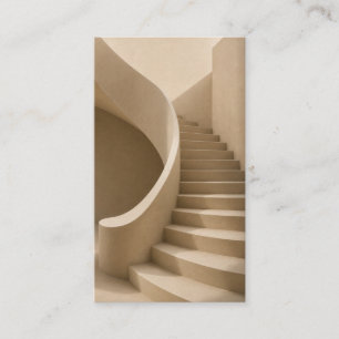 Carte De Visite Curved Staircase Minimalist Beige Business Card
