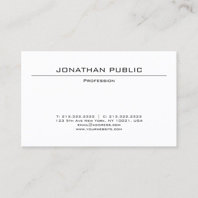Carte De Visite Custom Elegant Minimalist Modern Professional (Devant)