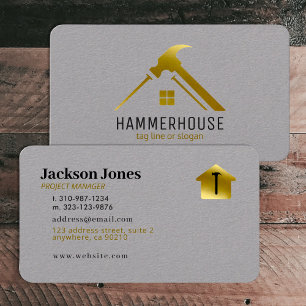 Carte De Visite Custom Grey + Gold Maison Construction Lux
