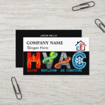 Custom HVAC Business Card with Company Logo & Slog