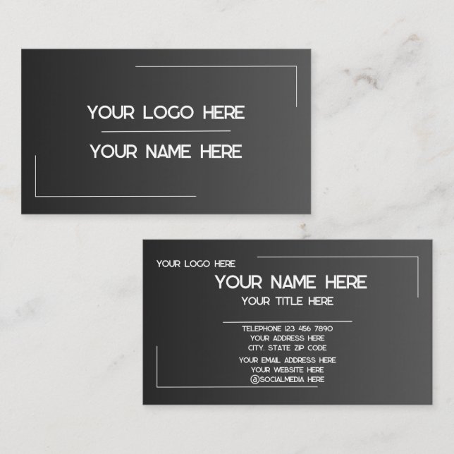 Carte De Visite Custom Logo Name Minimalist Modern Professional (Devant / Derrière)