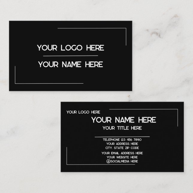 Carte De Visite Custom Logo Name Minimalist Modern Professional (Devant / Derrière)