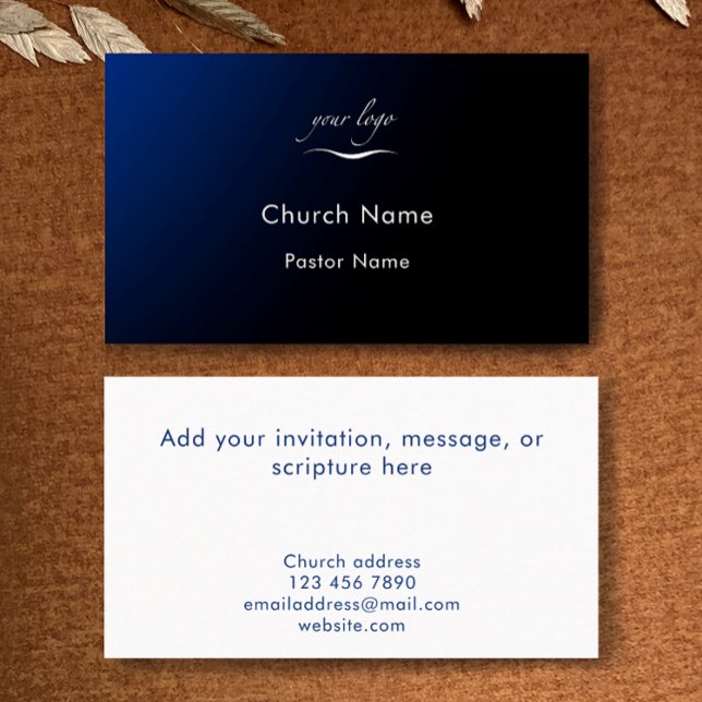 Carte De Visite Custom Modern Blue Gradient Church Pastor Minister (Add your custom text to these blue gradient modern Church pastor or minister business card template.)