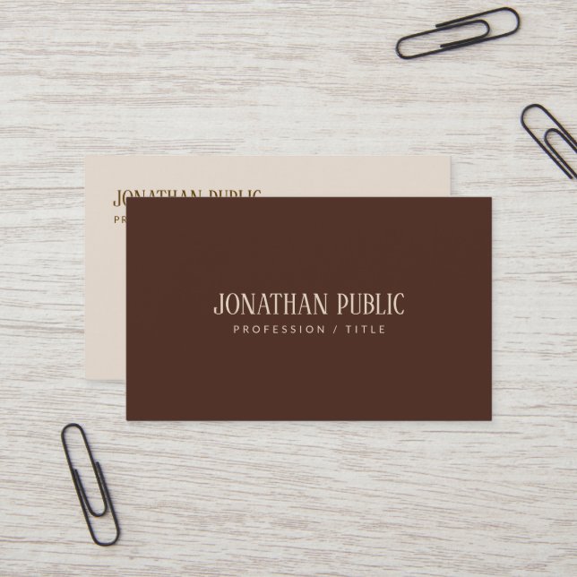 Carte De Visite Custom Modern Elegant Brown & Beige Luxury Silk (Devant/Arrière en situation)
