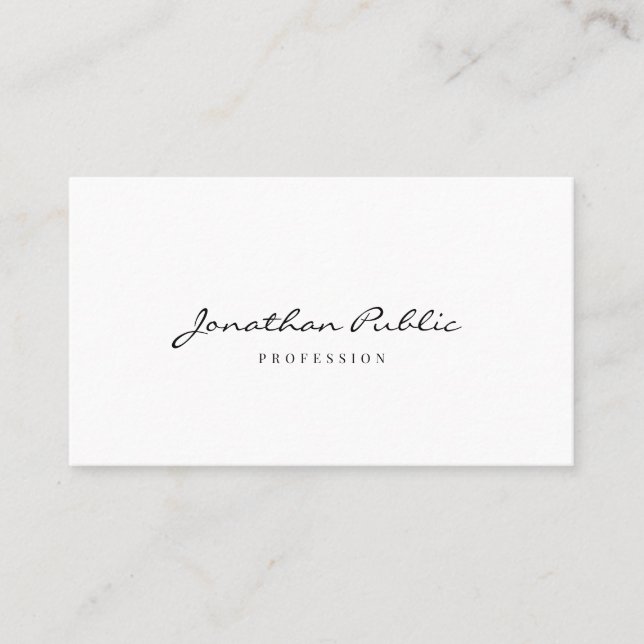Carte De Visite Custom Modern Simple Template Script Typography (Devant)
