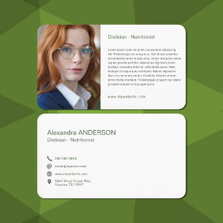 Carte De Visite Custom Photo & Short Text - Nutritionist