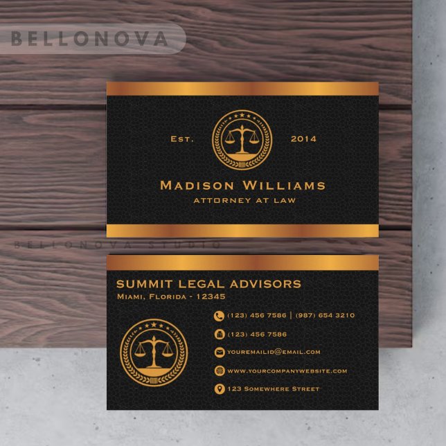 Carte De Visite Custom Premium Gold Black Classic Monogram Law (Custom Premium Gold Black Classic Monogram Law Business Card)