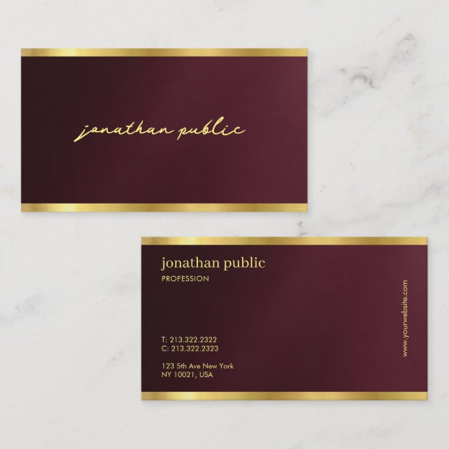 Carte De Visite Custom Sleek Gold Text Calligraphy Script Luxury (Devant / Derrière)