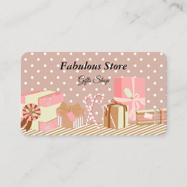 Carte De Visite Customisé Magasin de cadeaux romantique points mot (Devant)