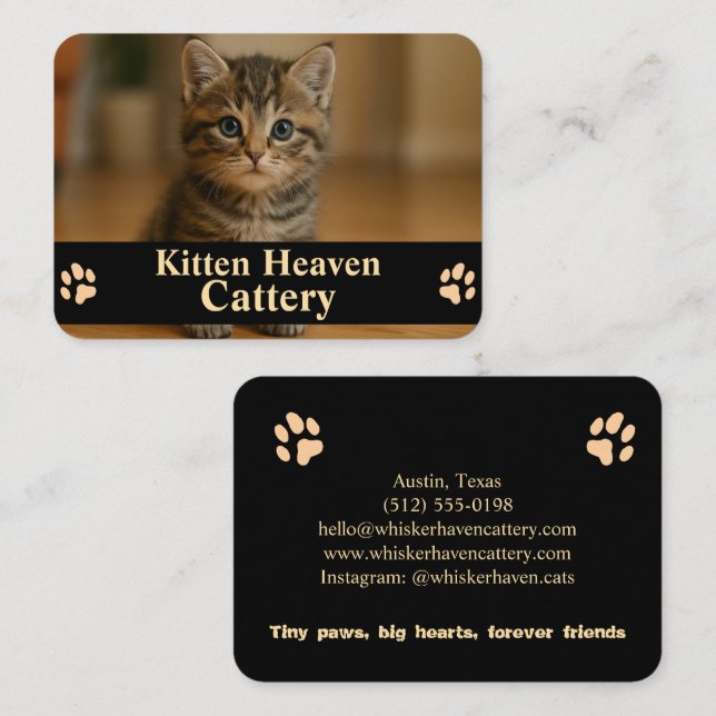 Carte De Visite Customizable Business Card for Cattery  (Devant / Derrière)