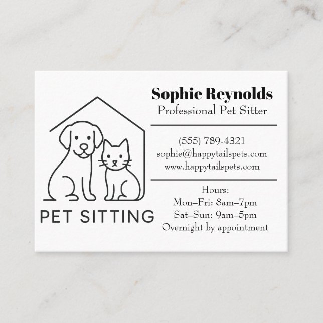 Carte De Visite Customizable Minimalist Pet Sitter Business Card  (Devant)