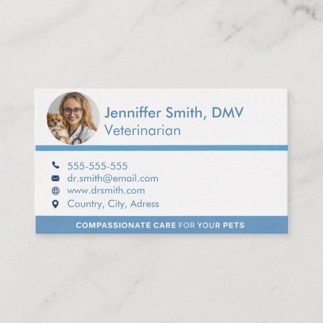 Carte De Visite Customizable Professional Veterinarian  (Devant)