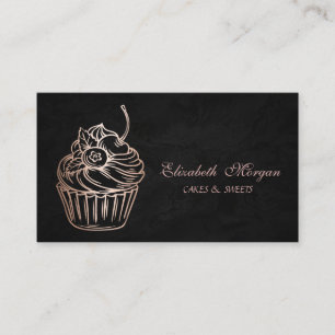 Carte De Visite Cute adorable, Parties scintillant Cupcake, Noir,
