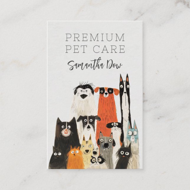 Carte De Visite Cute Aquarelle Chats Chiens Chien Amateur Chien Ma (Devant)