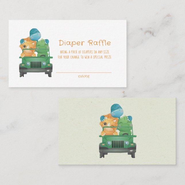 Carte De Visite Cute Aventure Dinosaures Dinosaures Raffle de couc (Devant / Derrière)