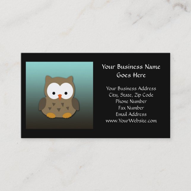 Carte De Visite Cute Baby Owl Personnalisé (Devant)