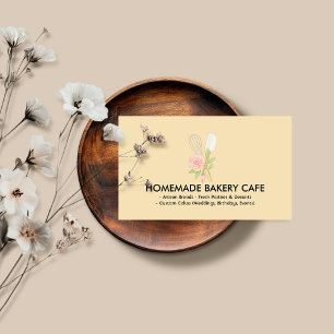 Carte De Visite Cute Blush Floral Boulangerie de gâteau de cuisine