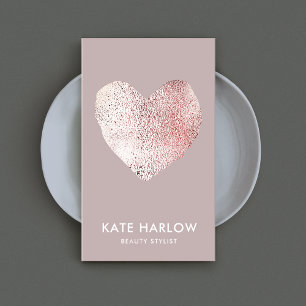 Carte De Visite Cute Blush Pink Heart  Beauty Salon