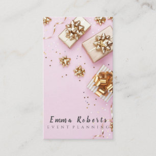 Carte De Visite Cute Bokeh et Rose Gold Sequin Event Planner Busi