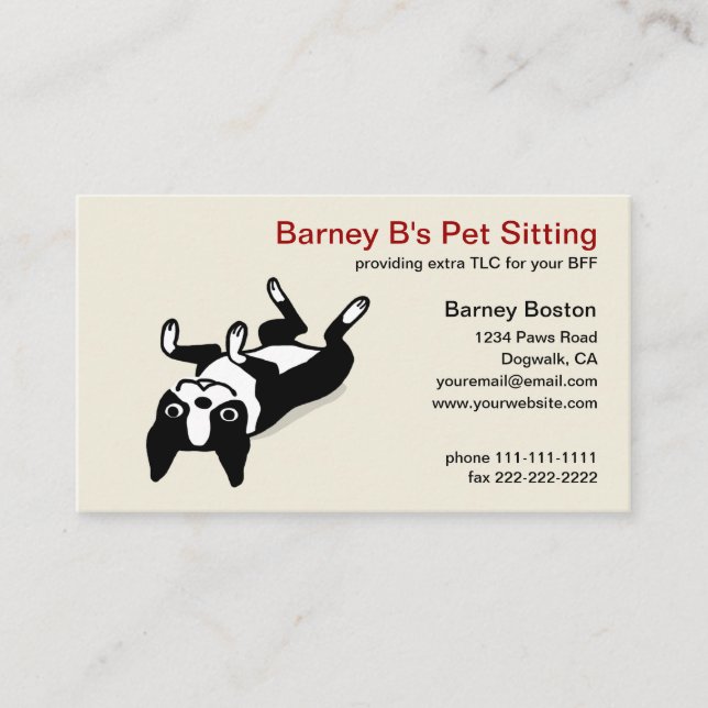 Carte De Visite Cute Boston Terrier Cartoon Chien - Animaux Animau (Devant)