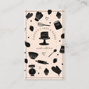 Carte De Visite Cute boulanger pâtisserie Chef Cuisine Ustensiles 